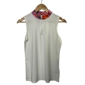 Tommy Bahama GOLF White Sleeveless 1/4 Zip Top Shirt Women's Size Small New